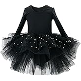 Toddler Girls Ballet Tutu Dresses Long Sleeve Sequin Tulle Ballerina Outfits Dance Leotards