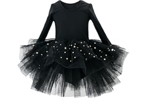 TUTU.KK Toddler Girls Ballet Tutu Dresses Long Sleeve Sequin Tulle Ballerina Outfits Dance Leotards