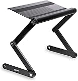Pwr+&reg; Portable Laptop-Table-Stand Vented Fully Adjustable-Ergonomic Mount-Ultrabook-Macbook Light Weight Aluminum-Black Bed Tray Desk Book Up to 17"