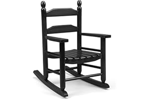 GnL Recsports Child's Wood Porch Rocker - Perfect for Indoor or Outdoor All Weather Rocker for Garden, Lawn, Balcony, Backyard and Patio Use - Suitable for 3-7 Years Old (Black)
