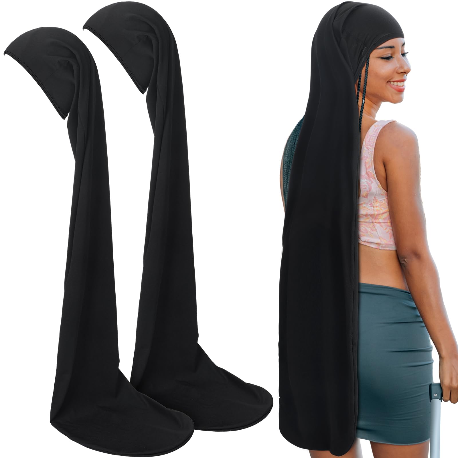 Photo 1 of *MINOR DAMAGE - USED*
Twistover 2 Pcs Jumbo Dreadlock Cap Hair Dreads Head Wrap Loc Wraps for Dreads Hair Accessories for Men Women Sleeping(Black,Black,45 Inches)