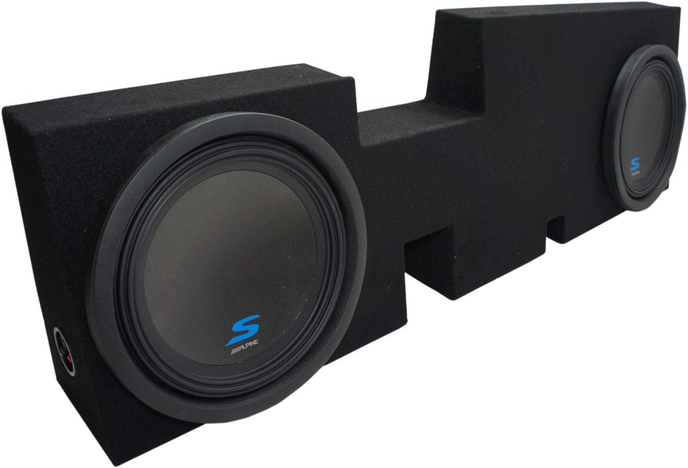 ASC FTB2X12-250-350-17 Compatible with Ford F-250 Super crew Truck 2017-UP Dual 12" Sub Box Subwoofer Enclosure and S-W12D2 Car Audio Type S Series Sub Dual 2 Ohm 1200W Peak 12" Subwoofer