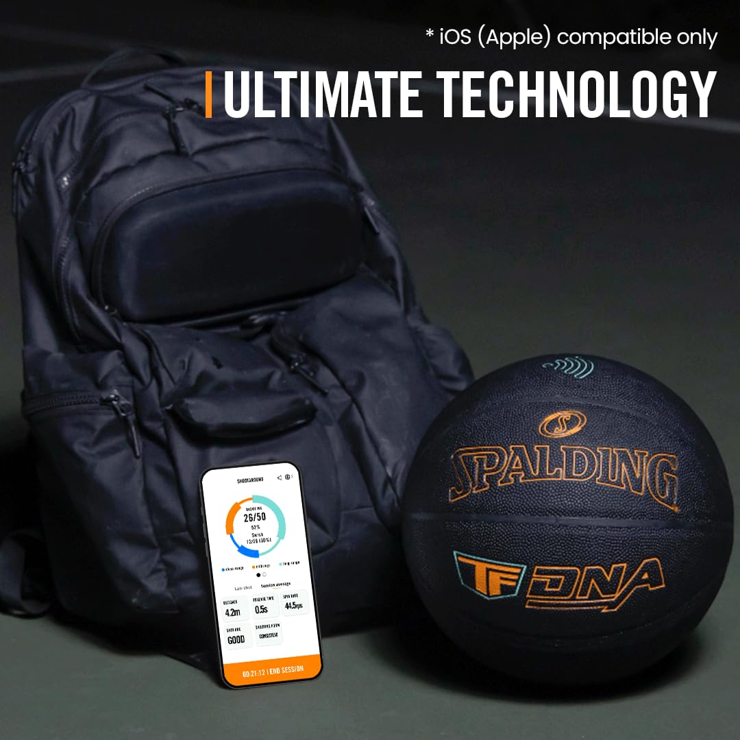Spalding TF DNA Smart Basketball + 1 Yr App Subscription Bundle I iOS and Android Compatible I All Surface Material