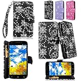 Cellularvilla Wallet Case for BLU Studio 5.5 D610a Black Glitter Pu Leather Wallet Card Flip Open Pocket Case Cover Pouch