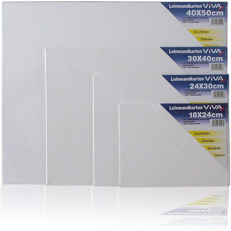 Markenlos 10 Er Pack Cardboard 24 x 30 cm Canvas Board Pre-primed Cotton White
