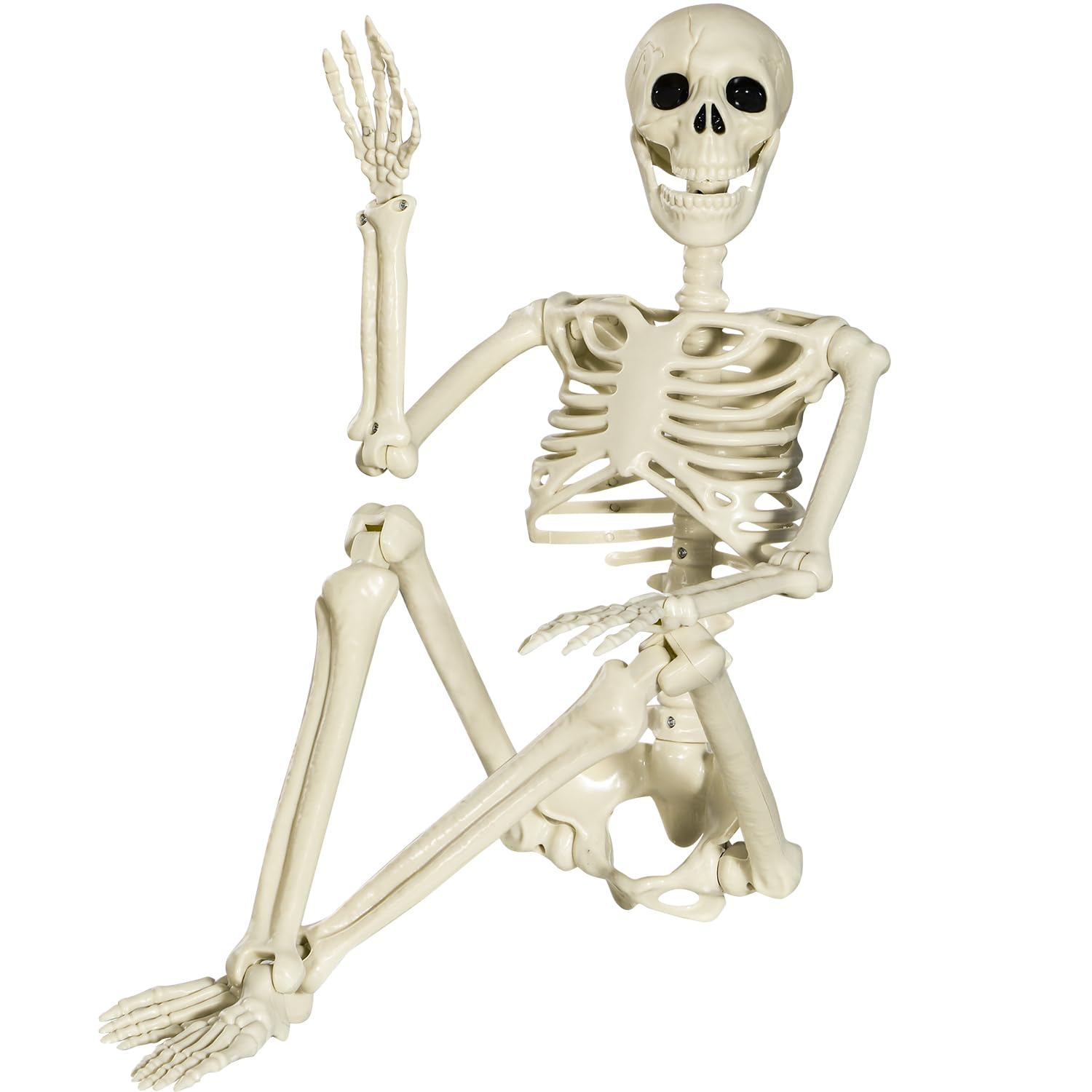 SIFOEL Halloween Posable Skeleton - 90cm Full Body Halloween Skeleton with Movable Joints for Halloween Outdoor Indoor Garden House Patio Decorations (90cm)