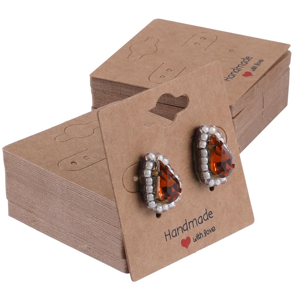 SOFPLATE 100Pcs Earring Display Card jewellery Display Cards 1.97 Inch Square Cardboard Necklace Bracelets Earrings Keychains jewellery Holder Cards for Selling Hanging Showing jewellery Small