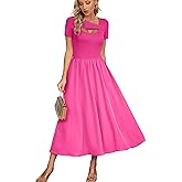 VICHYIE Womens Summer Dresses Cutout One Piece Ribbed Maxi Short Sleeve Casual Flowy A-Line Long Midi Dress