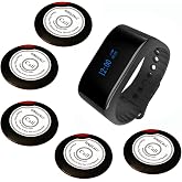 SINGCALL Wireless Waiter Calling System 1 Watch Receiver &amp; 5 Call Buttons | Restaurant Paging System, Call Waiter, Waterproof Mobile Receiver, For Bank/Restaurant/Cafe/Hospital/Factory/Office