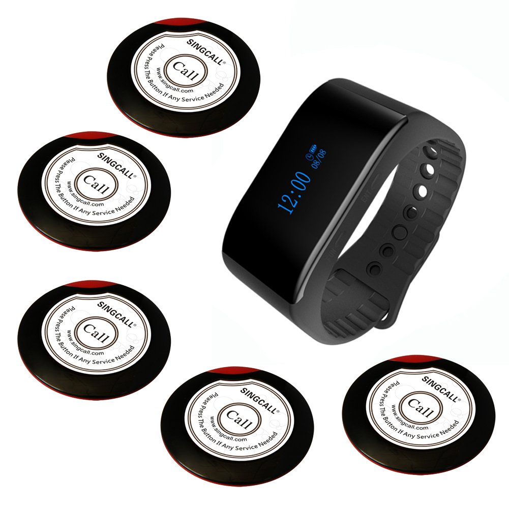 SINGCALL Calling System Wireless Waiter Service System,Waterproof Watch Receiver,Bank Bar Hospital