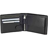 DiLoro Full Size Large Mens Leather Bifold Wallet Flip ID Zip and Coin Compartment with RFID Protection Anti Theft
