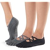 toesox Elle Full Toe Multi Pack – Grip Non-Slip Toe Socks for Pilates Barre Yoga