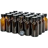 GBO GLASSBOTTLEOUTLET.COM (24 Pack) 1 oz. Amber Boston Round with Black Poly Cone Cap