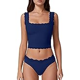 QINSEN Womens Square Neck Lace Trim Tank Tops Double Lined Slim Fit Summer Going Out Y2k T Shirts