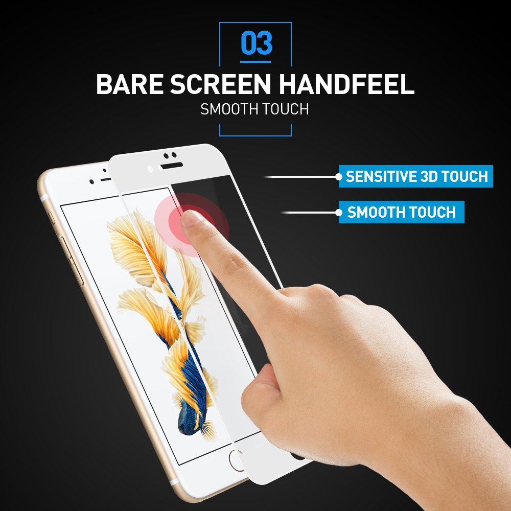 iPhone 8 Plus 7 Plus Screen Protector, WengTech 3D Curved 9H Hardness Bubble Free Anti-Scratch Touch Sensitive Tempered Glass Screen Protector Film for iPhone 8 Plus iPhone 7 Plus 5.5 inch (White, 2 Pack)