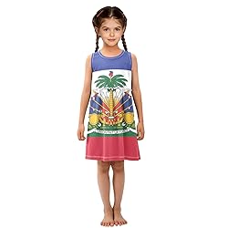 Aflyko Spring Dress for Girl Haiti Flag Kiddo Tank