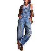 utcoco Womens Denim Overalls Loose Fit Barrel Leg Adjustable Strap Hip Hop Jean Jumpsuits