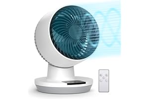 Air Circulator Fan, Small Oscillating Table Fan with 8-Hour Timer, 90-Degree Tilt, 3 Speeds, LED Display, Touch Control,PARIS