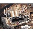 YEESAM ART Paint by Number Kits for Adults Kids - Piano 16x20 inch Linen Canvas without Wooden Frame