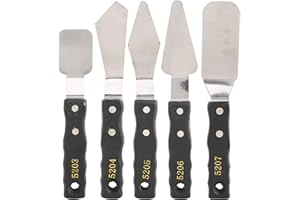 Palette Knife Set, 5PCS Stainless Steel Painting Knife Set with Wood Handle, Art Spatula Pallet Knife for Acrylic Paint, Oil,