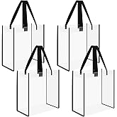 Mototo Clear Tote Bag, 4 Pack Transparent PVC Shoulder Handbag, Stadium Approved Plastic Tote Bags for Work Beach Sport Game Concert Shopping (12 x 12 x 6 Inches)