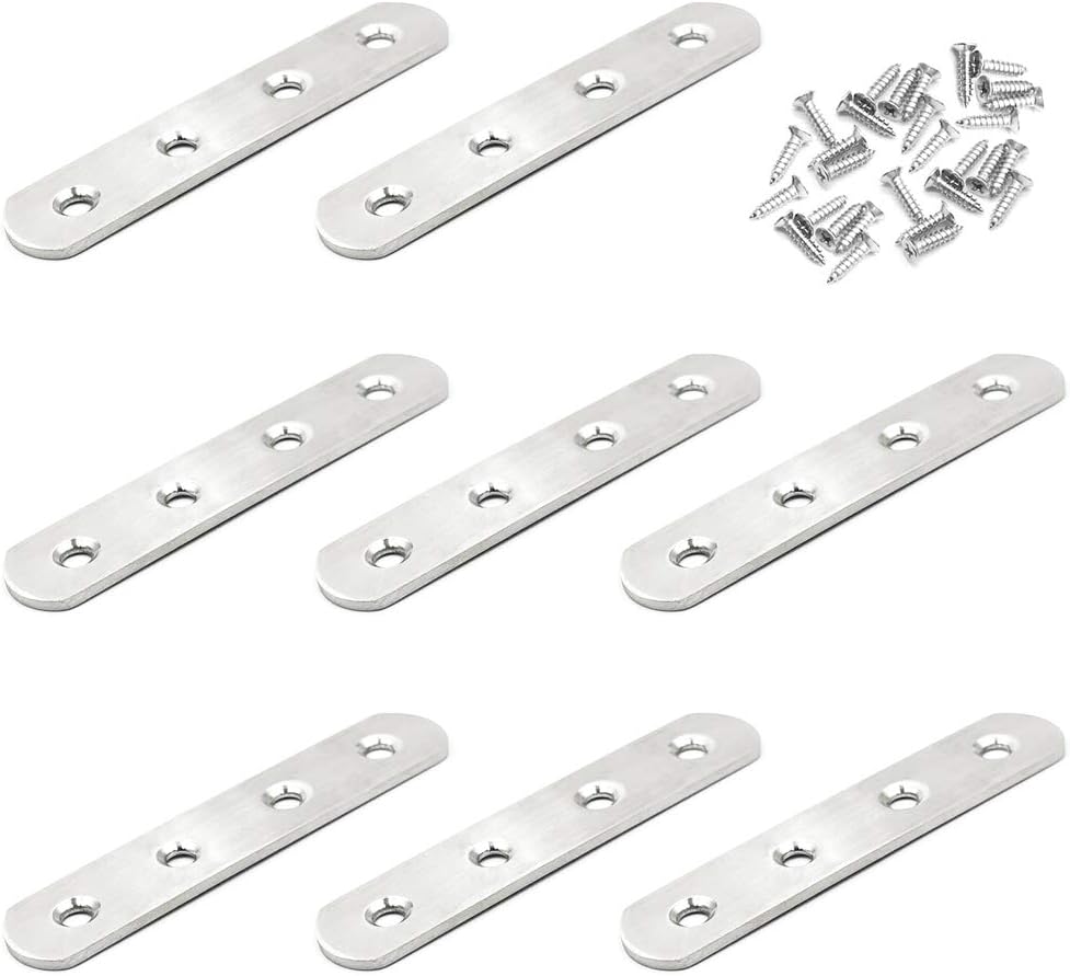 BuxiuGK 8 Pieces 94x20 mm Flat Brace Flat Bracket Stainless Steel Heavy Duty Straight Repair Joining Mending Flat Bracket for Furniture Fixation - Image 3