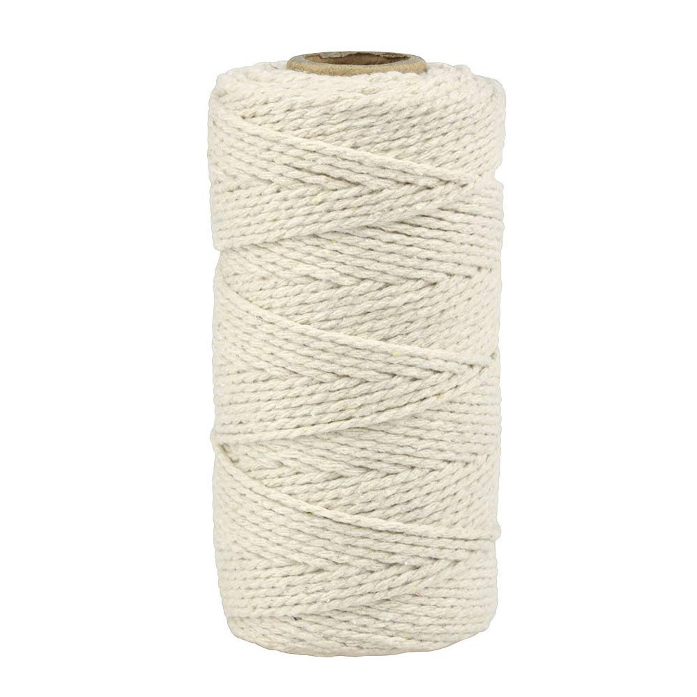 JJSJ Macrame Cord 3 mm x 100 m Macramé Rope Cotton, Handmade Natural Cotton Cord Macrame String for Wall Hanging DIY, Plant Pot Hanger Craft Knitting Handmade Making (Beige,1)