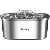 Cat Water Fountain Stainless Steel: 3.2L/108oz Pet Foundatin Water Bowl for Cats Inside Automatic Dog Drinking Dispenser Dish Animal Feeding & Watering Supplies Waterfall with 1 Replacement Filter