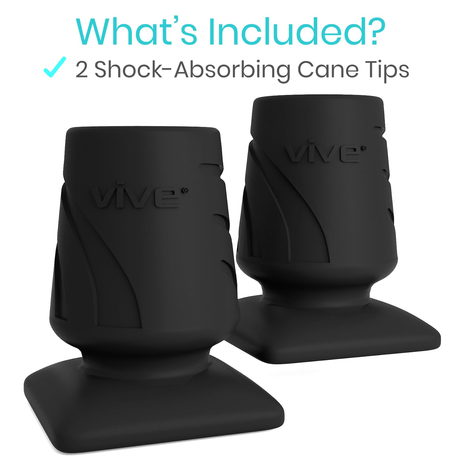 Vive Cane Tips - Rubber, Heavy Duty Replacement Attachment Feet (2 PCS) - 3/4 Inch Walking Stick Parts for Women, Men - for Walkers Crutches, Small Bottom Accessories Grip, Non Slip, Shock Absorbing