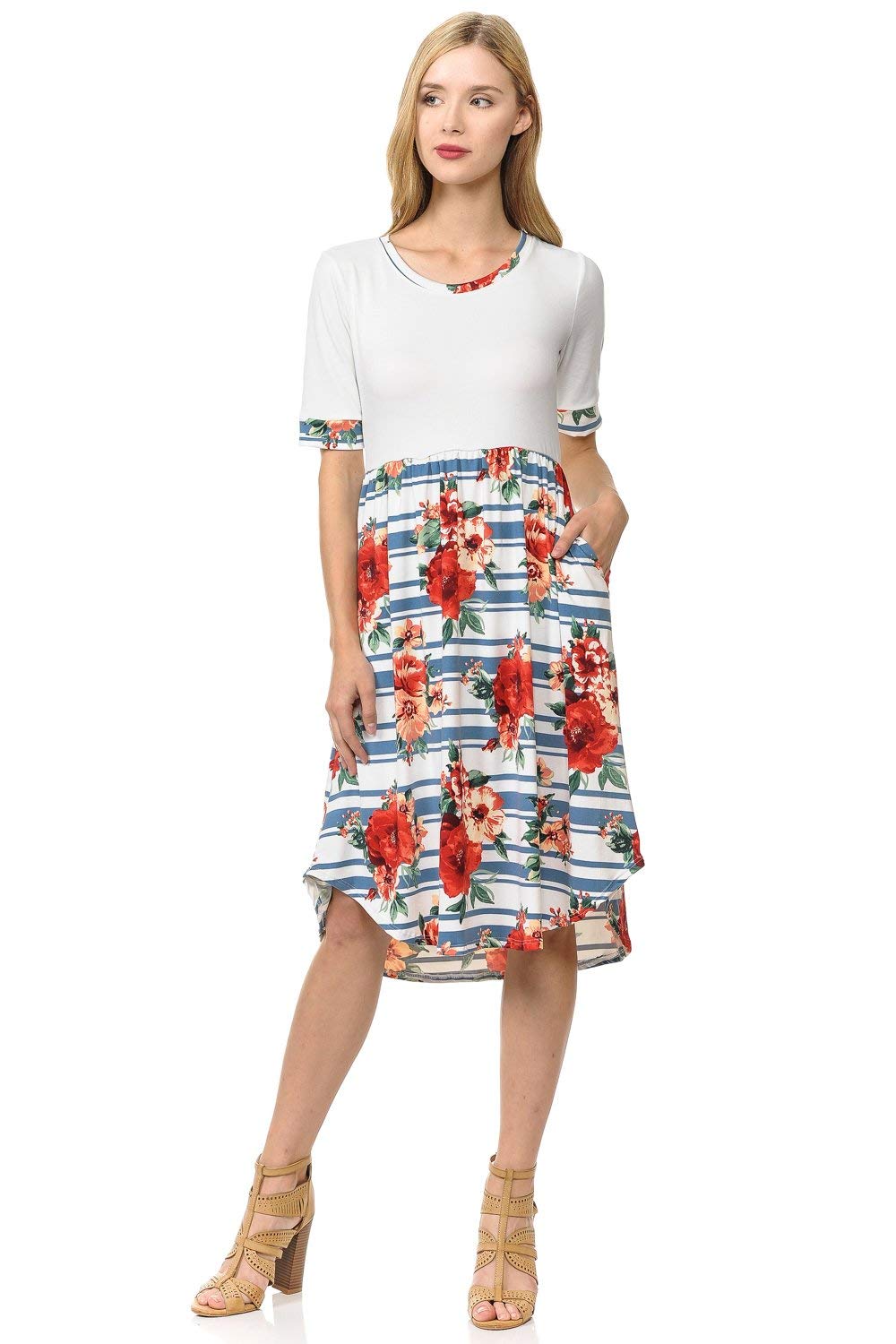 Pastel by Vivienne Women's Contrast Binding and Skirt Midi Dress Small