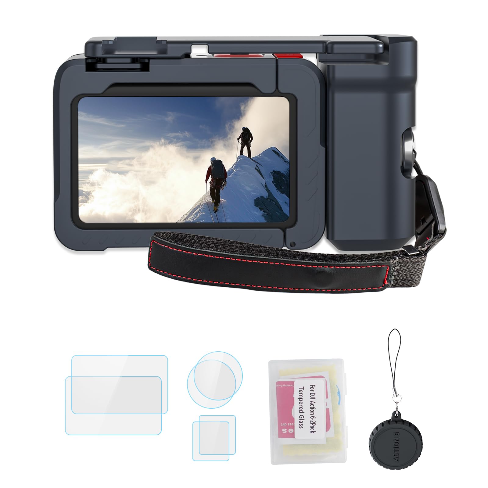 Photo 1 of Aluminum Street Grip Kit for DJI OSMO Action 6 Accessories Grip Handle Set (Camera Grip+Ultra-Light Cage) Protective Metal Frame Action 6 Case with Multiple Expansion Interfaces, 1/4" Screw Hole (K11)