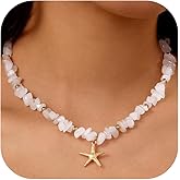 Hclian Fish Necklace for Women Handmade Beaded Y Pendant Necklace Colorful Summer Beach Boho Layering Choker Necklaces