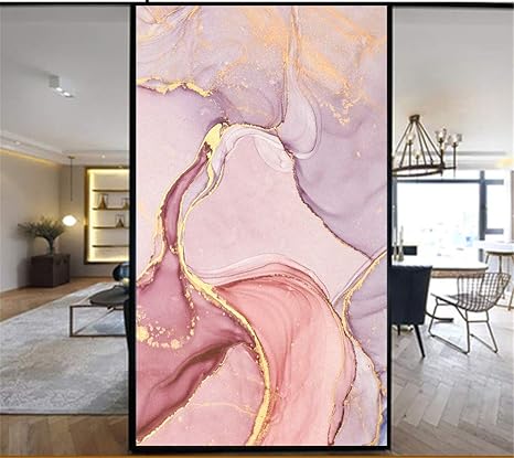 Amazon 窓用フィルム ピンク 大理石風 目隠しシート めかくしシート 断熱シート幾何芸術 すりガラス調 Uvカット 静電吸着 水で貼る 何度も貼り直せる 浴室 風呂 玄関目隠し 窓ガラスフィルム 幅x長1cm Weijd 窓用フィルム 通販