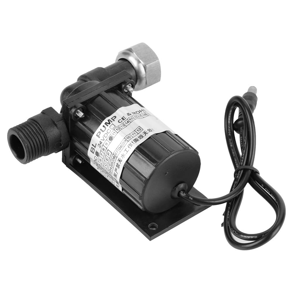 Akozon Circulation Pump DC 12V 10W Brushless High Temperature Resistance Submersible Low Noise Black
