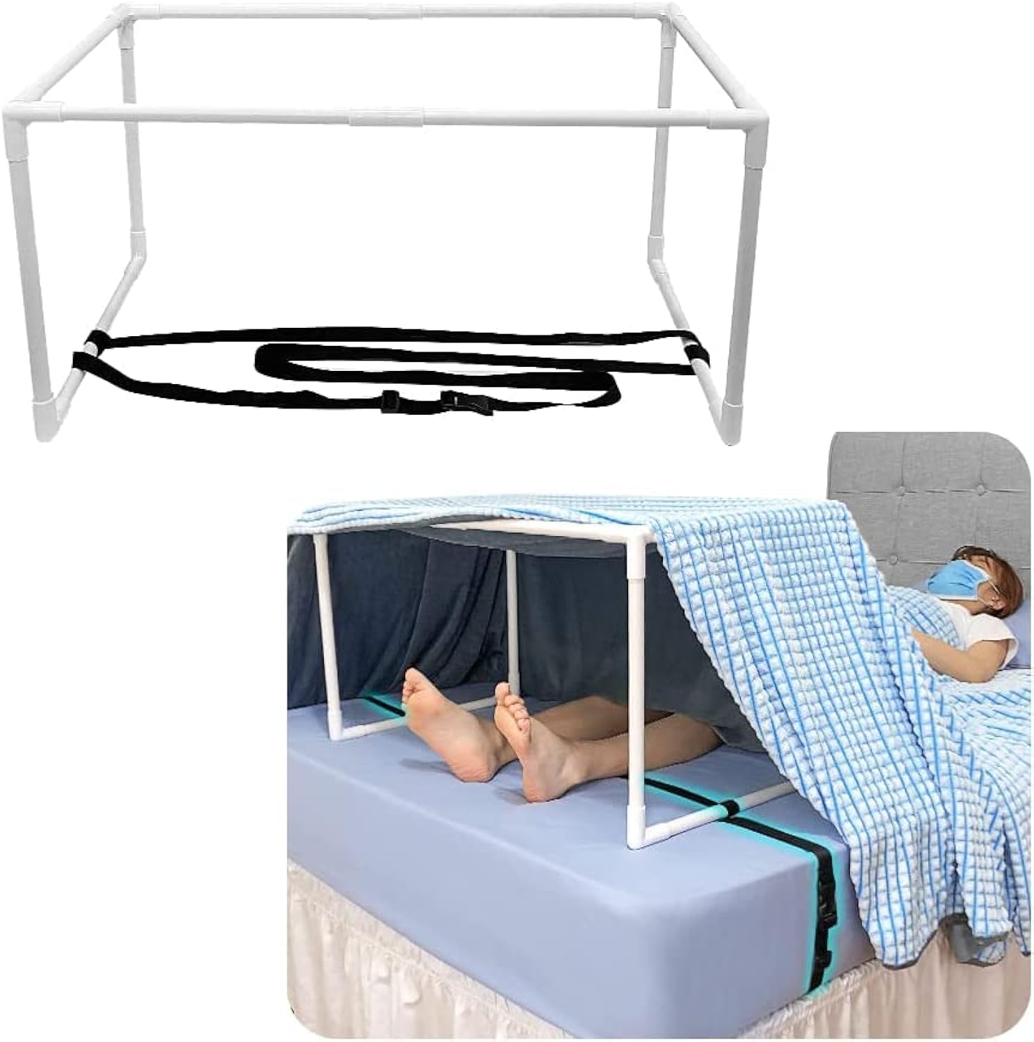 NEPPT Blanket Lifter for Feet Bed Sheet Lifters Foot Cradle Lift Bar Blanket Tent Hospital Sheets Support Riser with a Strap for Leg Knee Ankle Arthritis Neuropathy Surgery Recovery（Portable）