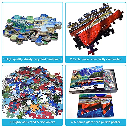 HUADADA Jigsaw Puzzles 1000 Pieces For Adults, Moraine Lake Canoes 1000