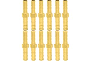 UOIENRT 12 Pcs Brass Hose Barb Fitting Metals Splicer Mender, Hex Union Brass Fitting, 1/4" Barb Hose Union Fuel Gas Water Ai
