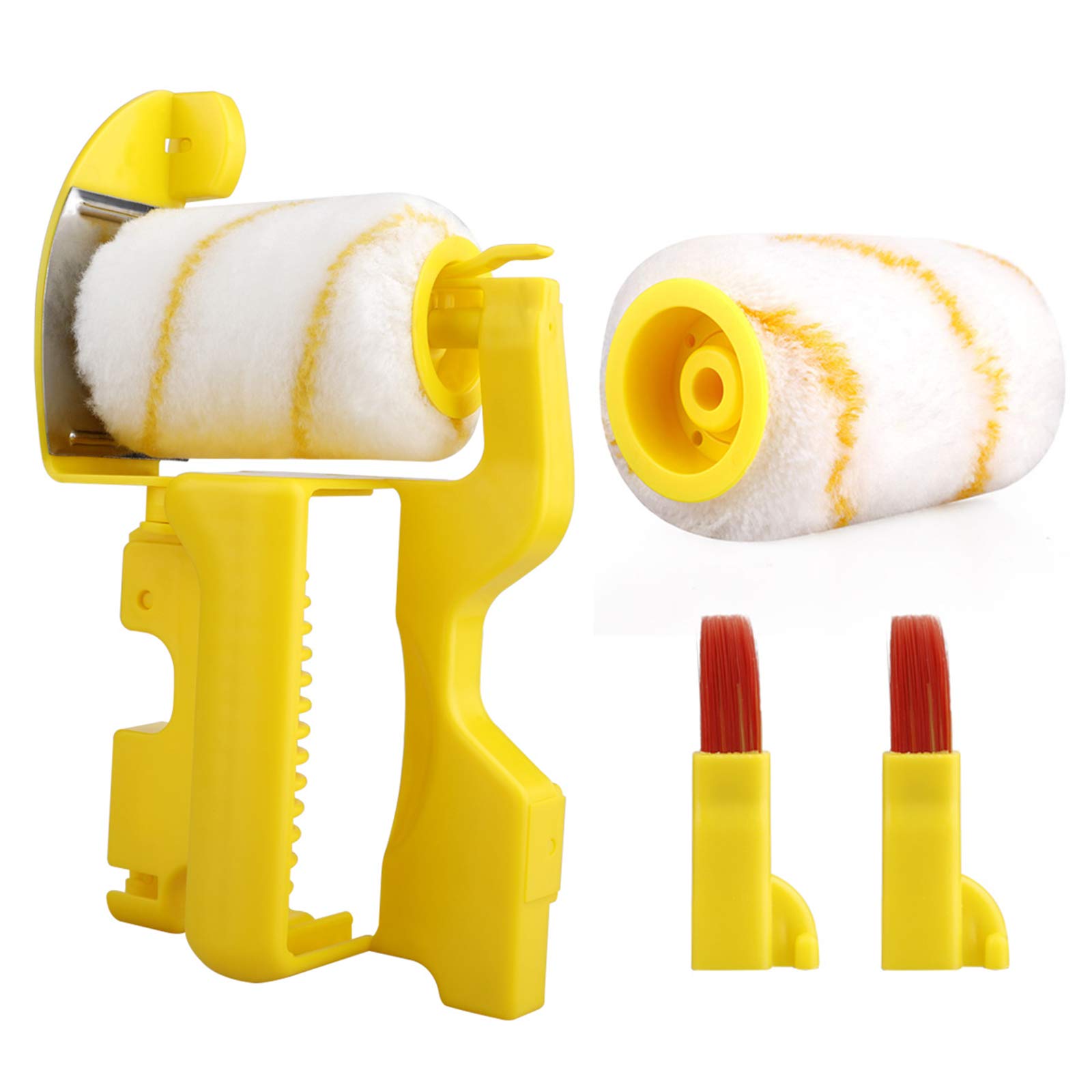 Curroxer Paint Roller Brush, Hand-held Clean-Cut Paint Edger Roller Brush, Multifunctional Portable Paint Brush for Home Room Wall Ceilings Indoor Outdoor Painting, Yellow