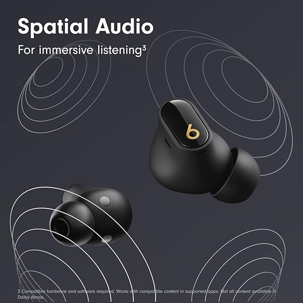 BEATS STUDIO BUDS + | TRUE WIRELESS NOISE CANCELLING EARBUDS, ENHANCED APPLE & ANDROID COMPATIBILITY, BUILT-IN MICROPHONE, SWEAT RESISTANT BLUETOOTH HEADPHONES, SPATIAL AUDIO – BLACK/GOLD