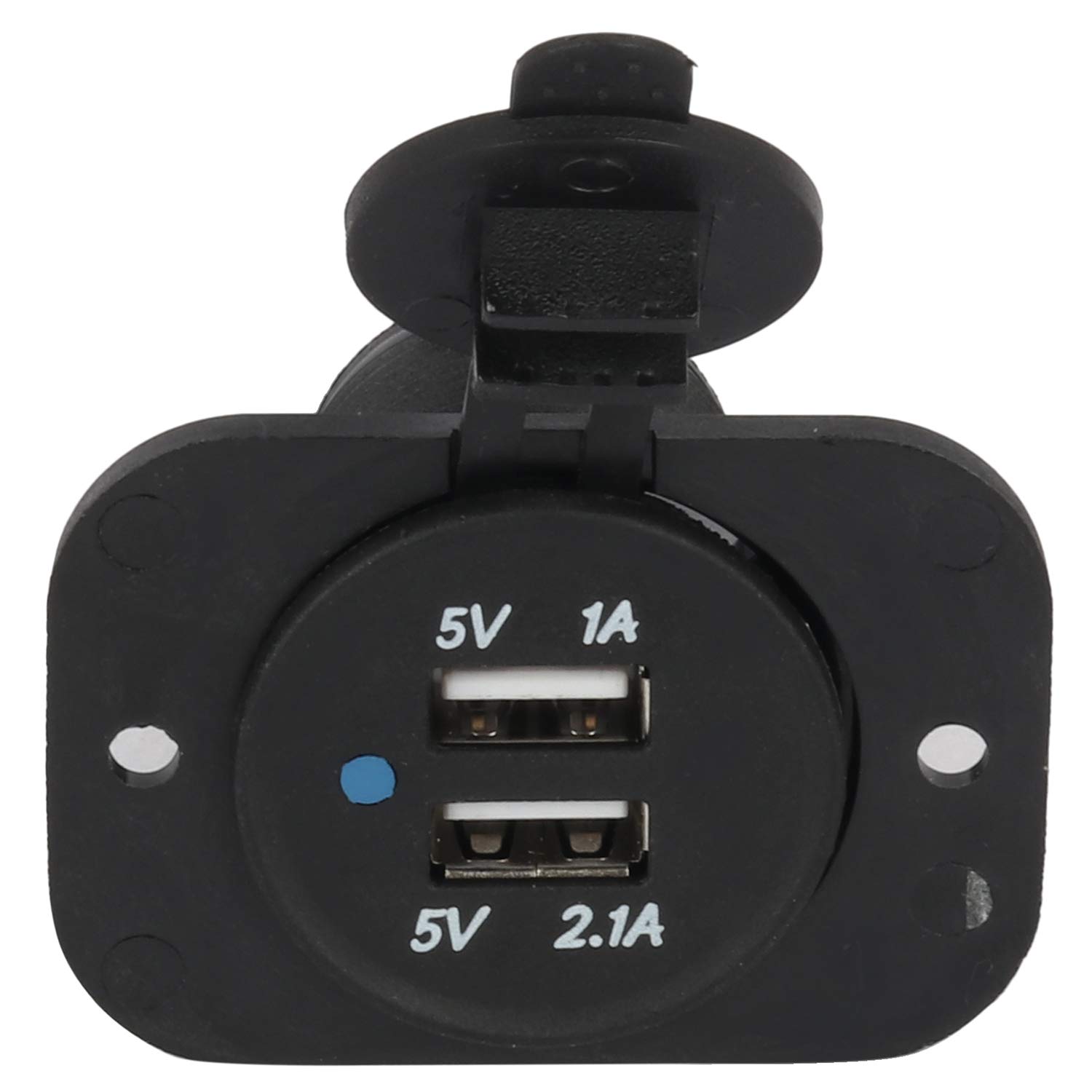 Blackcat Dual USB Socket Charger for All Cars, Bus and Trucks (Waterproof & Dust-Proof),Black