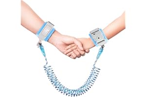WSZCML Anti-Lost Wrist Link, Blue Reflective Anti-Lost Wrist Chain with Child Lock 6.56 feet.