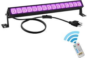uwiner 48W LED Black Light Bar Blacklight Bars with Plug and Switch Light Up 22x22ft Area for Glow Party Halloween Parties Bedroom Decorations Stage Lighting -1pack Carrying a Remote Control