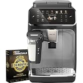 PHILIPS 4400 Series Fully Automatic Espresso Machine Black Chrome Bundle | EP4447/90 Include Deco Essentials Exclusive 2 Year CPS Enhanced Protection Pack