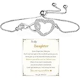 ROYNRAU To My Daughter Forever Connected Bracelet, Mother and Daughter Infinity Love Cuff Bangle You Are Always In Mine Heart Cubic Zirconia Adjustable Inspirational Jewelry Gift from Mom