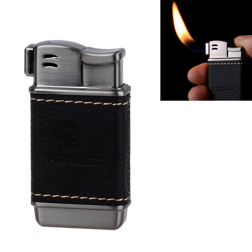 Honest Tobacco Pipe Lighter Genuine Leather Soft Flame Refillable