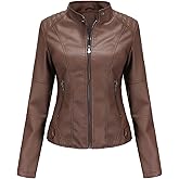 DEAR MODEL Faux Leather Jacket Women Bomber Jacket Women's Belted Motorcycle Jacket