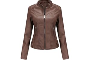 DEAR MODEL Faux Leather Jacket Women Bomber Jacket Women's Belted Motorcycle Jacket