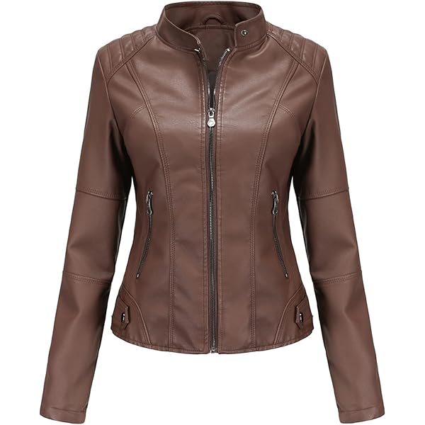 ICON Chaqueta De Piel Sintética Y2k Con Cremallera Y Bloques De Color Estilo Bikercore