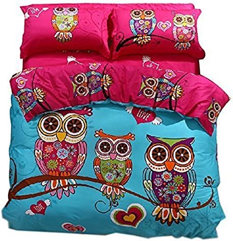 Auvoau Owl's Bedding Duvet Cover Set Kid's Bedding Duvet Cover Set Girl's Bedding Duvet Cover Set Twin Full Queen (Full)