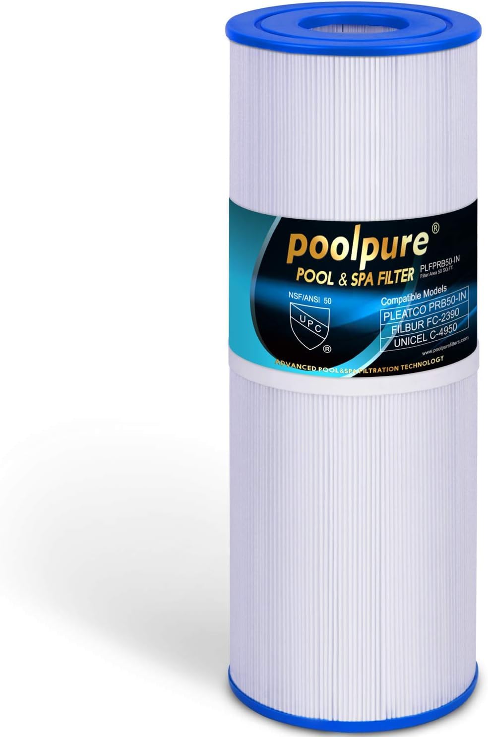 POOLPURE Spa Filter for Hot Tub Compatible with Pleatco PRB50-IN, PRB501N, Unicel C-4950, Filbur FC-2390, Dynamic 03FIL1600, Pentair R173434, 50 sq. ft. Spa Filter Cartridge 5 X 13